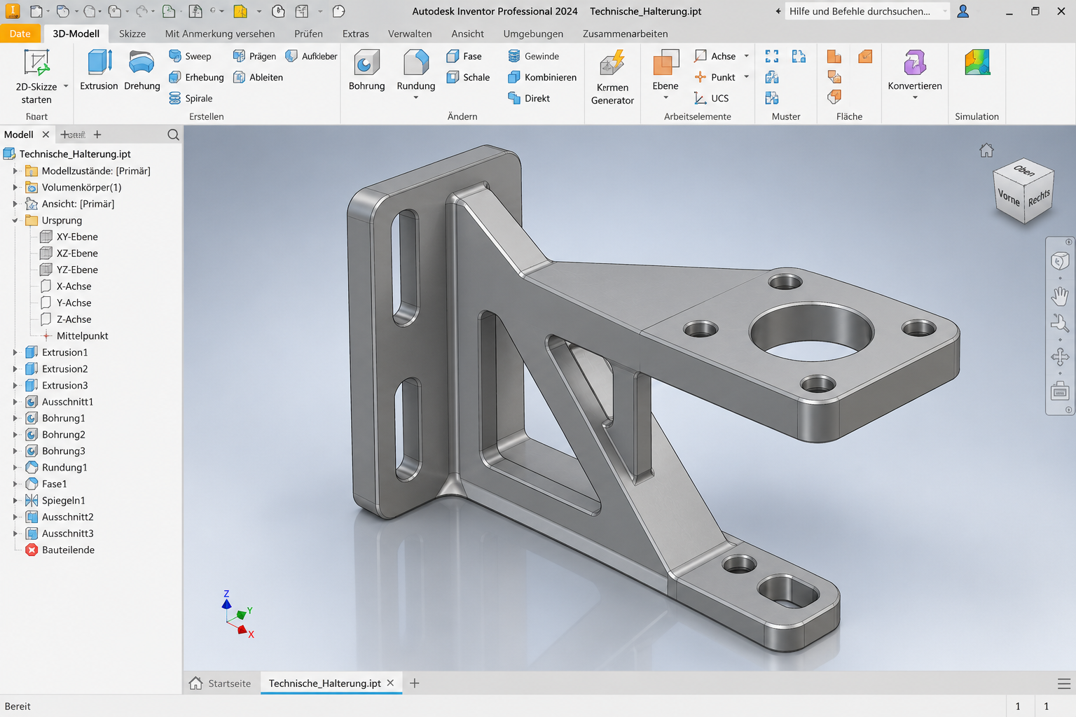 Technische Halterung in Autodesk Inventor